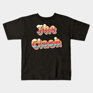 The Clash Retro Stacked Rainbow Typography Kids T-Shirt